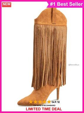 Knee High Pointed Toe Fringe Stiletto Heel Fashion Boots